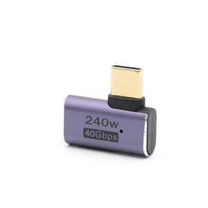 日本トラストテクノロジー 変換コネクタ USB-C(メス)-USB-C(オス) 直角L型FLAT ［USB 4.0準拠/PD240W対応］メタリックパープル TCTCLRFLAT