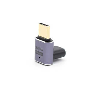 日本トラストテクノロジー 変換コネクタ USB-C(メス)-USB-C(オス)垂直L型LONG ［USB 4.0準拠/PD240W対応］ メタリックパープル TCTCUDLONG
