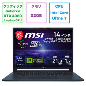MSI ゲーミングノートパソコン ［14.0型 /Windows11 Pro /intel Core Ultra 7 /メモリ：32GB /SSD：1TB /2024年2月］ スターブルー STEALTH14-A1VFG-4009JP