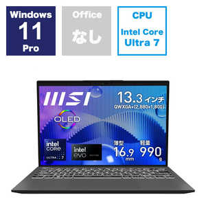 MSI ノートパソコン ［13.3型 /Win11 Pro /Core Ultra 7 /メモリ32GB /SSD1TB ］ Prestige-13-AI-Evo-A1MG-4765JP