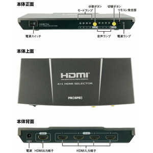 プロスペック 4分割表示機能搭載 HDMIセレクター プロスペック HDS714