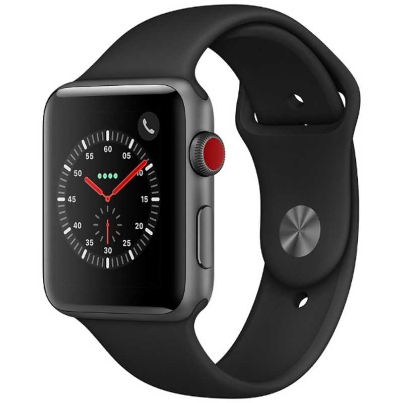 アップル アップル Apple Watch Series 3(GPS+Cellularモデル) 42mm MQKN2J/A スペｰスグレイアルミニウムケｰスとブラックスポｰツバンド  MQKN2J/A スペｰスグレイアルミニウムケｰスとブラックスポｰツバンド 