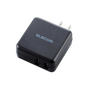 エレコム　ELECOM スマートフォン用AC充電器 3.6A出力 USB-Aメス2ポート おまかせ充電搭載 ブラック MPA-ACU03XBK