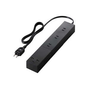 エレコム　ELECOM 電源タップ 延長コード USB付き タップ 1m ( コンセント ×3 TypeC ×1 USB A ×2 ) PD 対応 フットパーツ付 充電器 ブラック T-U03-3310BK