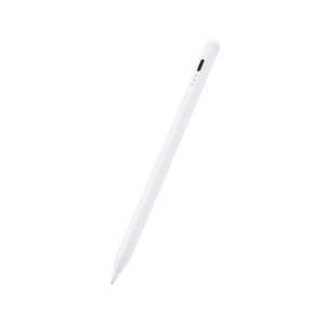 エレコム　ELECOM タッチペン スタイラスペン 充電式 USB TypeC 充電 傾き感知 誤作動防止 磁気吸着 金属製ペン先 極細 D型 ペン先交換可 ホワイト P-TPACSTAP04WH