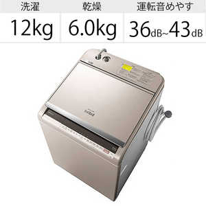 日立　HITACHI 縦型洗濯乾燥機 ビートウォッシュ 洗濯12.0kg 乾燥6.0kg ヒーター乾燥 自動槽洗浄 ★BW-DV120E-N シャンパン