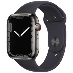 アップル Apple Watch Series 7（GPS + Cellularモデル） 45mmグラファイトステンレススチールケースとミッドナイトスポーツバンド - レギュラー MNAX3J/A