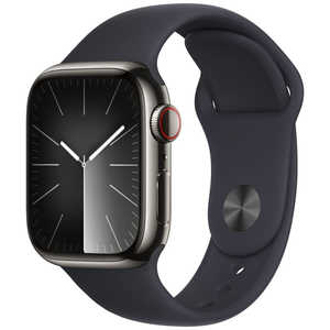 アップル Apple Watch Series 9(GPS ＋ Cellularモデル)- 41mmケースとミッドナイトスポーツバンド - S/M グラファイトステンレススチール MRJ83JA