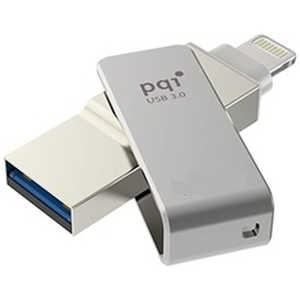PQIジャパン USBメモリ iConnect mini グレー [32GB /USB3.0 /USB TypeA+Lightning /回転式] ICMINVGY-32