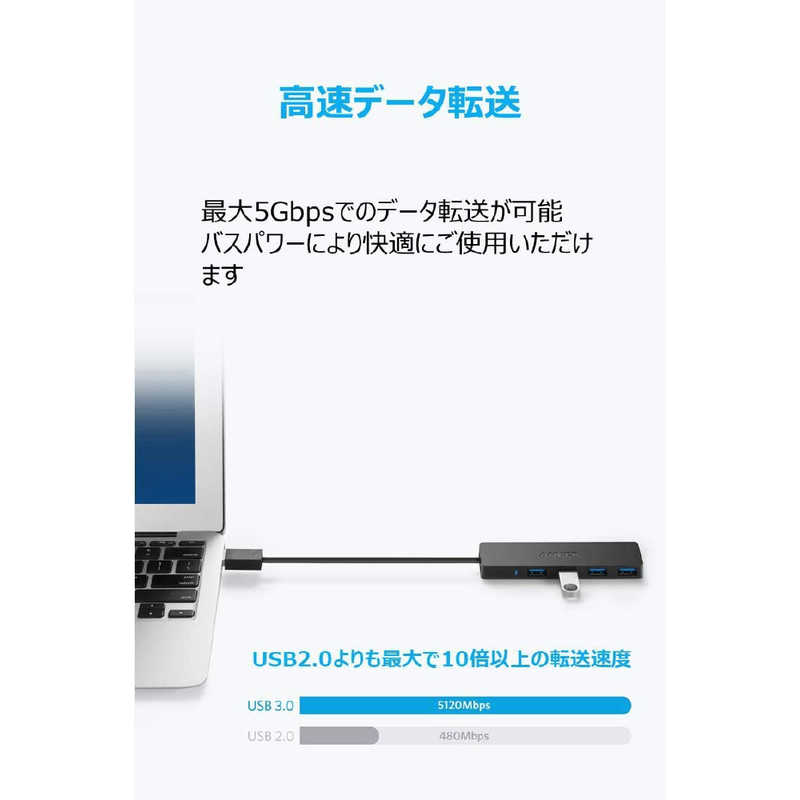 アンカー Anker Japan アンカー Anker Japan USB-Aハブ (Mac/Windows11対応) ブラック [バスパワー /4ポート /USB3.0対応] A7516N15 A7516N15
