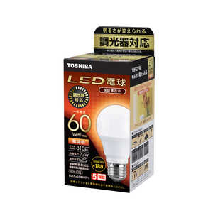 東芝　TOSHIBA 調光断熱対応LED電球 ［口金A形 /E26 /一般電球形 /60W相当 /電球色 /1個 /広配光タイプ］ LDA7LGDSK60V1