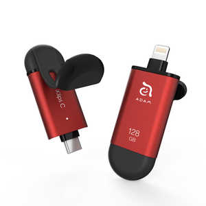 ADAMELEMENTS USBメモリ iKlips C レッド [128GB/USB3.1/USB TypeC+Lightning/キャップ式] ADRAD128GKLCRDJ
