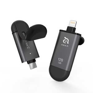 ADAMELEMENTS USBメモリ iKlips C グレｰ [128GB/USB3.1/USB TypeC+Lightning/キャップ式] ADRAD128GKLCGYJ