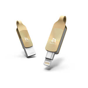 ADAMELEMENTS USBメモリ iKlips DUO+ ゴｰルド [64GB/USB3.1/USB TypeA+Lightning/回転式] ADRAD64GKLDPGAJ