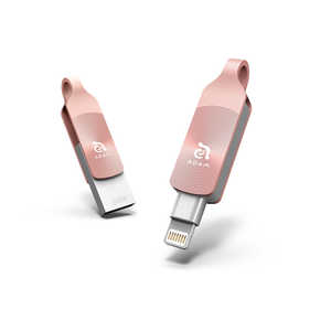 ADAMELEMENTS USBメモリ iKlips DUO+ ロｰズゴｰルド [64GB/USB3.1/USB TypeA+Lightning/回転式] ADRAD64GKLDPRBJ