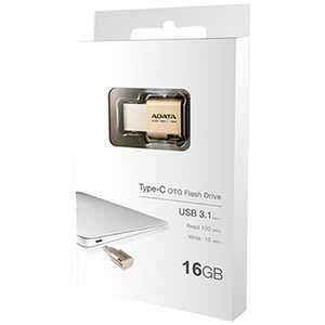ADATA USBメモリ UC350 ゴｰルド [16GB /USB3.1 /USB TypeC] AUC350-16G-CGD