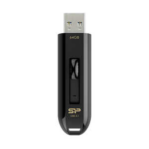 SILICONPOWER USBメモリ USB3.1 & USB 3.0 スライド式 ブラック Blaze B21シリｰズ 64GB SP064GBUF3B21V1K