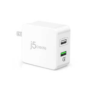 J5 AC - USB充電器 タブレット･スマホ対応 31.5W [2ポｰト:USB-A] ホワイト JUP20