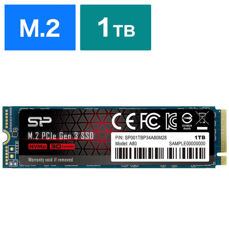 SILICONPOWER SILICONPOWER 内蔵SSD PCIe Gen3x4 P34A80 [M.2 /1TB]｢バルク品｣ SP001TBP34A80M28 SP001TBP34A80M28