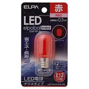 ELPA LED装飾電球 LEDエルパボｰルmini ホワイト [E12/赤色/ナツメ球形] LDT1R-G-E12-G104