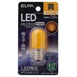 ELPA LED装飾電球 LEDエルパボｰルmini ホワイト [E17/黄色/ナツメ球形] LDT1Y-G-E17-G113