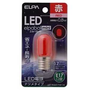 ELPA LED装飾電球 LEDエルパボｰルmini ホワイト [E17/赤色/ナツメ球形] LDT1R-G-E17-G114