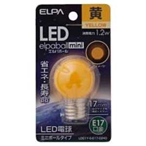ELPA LED装飾電球 ミニボｰル電球形 LEDエルパボｰルmini ホワイト [E17/黄色/ボｰル電球形] LDG1Y-G-E17-G243