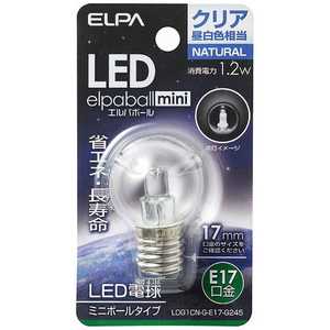 ELPA LED装飾電球 ミニボｰル電球形 LEDエルパボｰルmini クリア [E17/昼白色/ボｰル電球形] LDG1CN-G-E17-G245