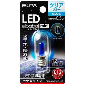 ELPA LED装飾電球 LEDエルパボｰルmini ブルｰ [E12/青色/ナツメ球形] LDT1CB-G-E12-G108