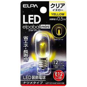 ELPA LED装飾電球 LEDエルパボｰルmini イエロｰ [E12/黄色/ナツメ球形] LDT1CY-G-E12-G109