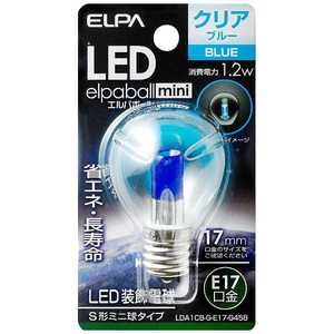ELPA LED装飾電球 S形ミニ球形 LEDエルパボｰルmini ブルｰ [E17/青色/一般電球形] LDA1CB-G-E17-G458