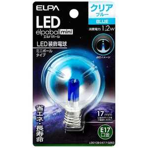 ELPA LED装飾電球 ミニボｰル電球形 LEDエルパボｰルmini ブルｰ [E17/青色/ボｰル電球形] LDG1CB-G-E17-G263