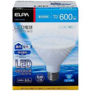 ELPA LED電球 防水仕様 LEDエルパボｰル ホワイト [E26/昼光色/ビｰムランプ形/下方向] LDR8D-W-G054