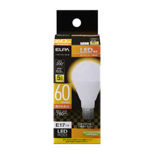 ELPA LED電球  [E17 /電球色 /1個 /60W相当 /一般電球形 /広配光タイプ] LDA7L-G-E17-G4106