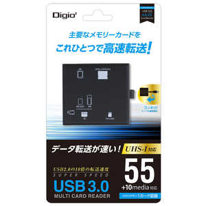 ナカバヤシ マルチカードリーダー Digio2 ブラック (USB3.0) CRW-37M74BK