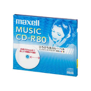 マクセル 音楽用CD-R 80分/1枚｢インクジェットプリンタ対応｣｢ホワイト｣ CDRA80WP.1J