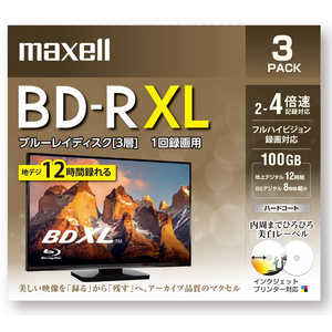 マクセル 録画用BD-R XL 100GB 3枚   [3枚 /100GB /インクジェットプリンタｰ対応] BRV100WPE3J