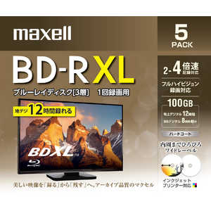 マクセル 録画用BD-R XL 100GB 5枚   [5枚 /100GB /インクジェットプリンタｰ対応] BRV100WPE.5S
