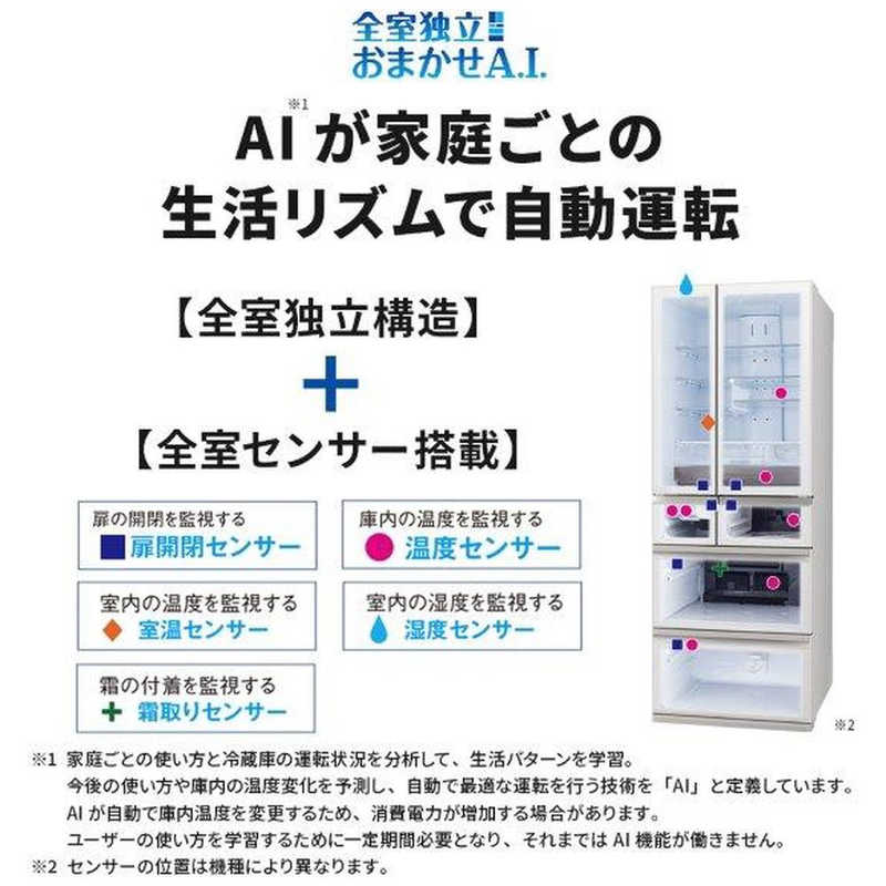 三菱　MITSUBISHI 三菱　MITSUBISHI 冷蔵庫 6ドア WXDシリーズ 幅80cm 700L フレンチドア(観音開き) MR-WXD70K-W グレインクリア MR-WXD70K-W グレインクリア