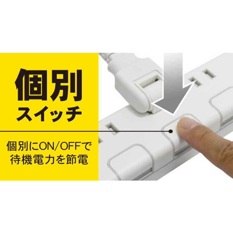 トップランド トップランド USB付き個別スイッチタップ1.5Mホワイト TPC150-WT ホワイト TPC150-WT ホワイト