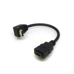 変換名人JAPAN HDMI延長ケーブル ［HDMI オス→メス HDMI］ 上L型 0.2m ブラック ［HDMI⇔HDMI /スタンダードタイプ］ HD6902