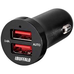 BUFFALO タブレット スマートフォン対応 DC - USB充電器 3.4A (2ポート) BSMPS3402P2BKブラック