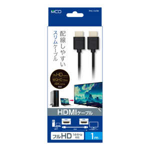 ナカバヤシ HDMIケーブル 1.0m スリムタイプ(フルHD 144Hz・WQHD 75Hz・4K 30Hz対応) PHC-10/BK
