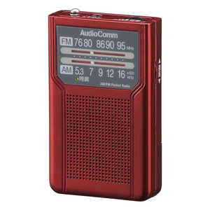 オーム電機 AM/FMポケットラジオ 電池長持ちタイプ AudioComm レッド ［ワイドFM対応 /AM/FM］ RAD-P136N-R