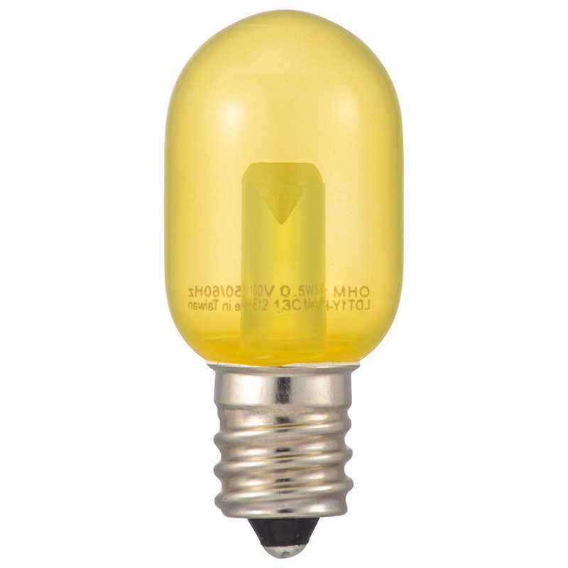 オーム電機 オーム電機 LEDナツメ球装飾用T20/E12/0.5W/13lm/クリア黄色 ［E12 /ナツメ球形 /黄色 /1個］ LDT1Y-H-E1213C LDT1Y-H-E1213C