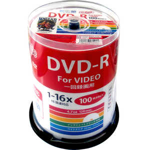 HIDISC 録画用DVD-R [100枚/4.7GB/インクジェットプリンター対応] HDDR12JCP100
