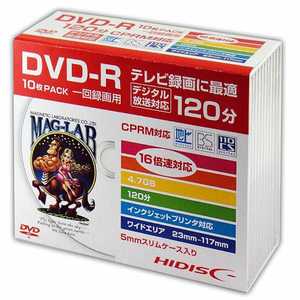 HIDISC 録画用DVD-R [10枚/4.7GB/インクジェットプリンター対応] HDDR12JCP10SC