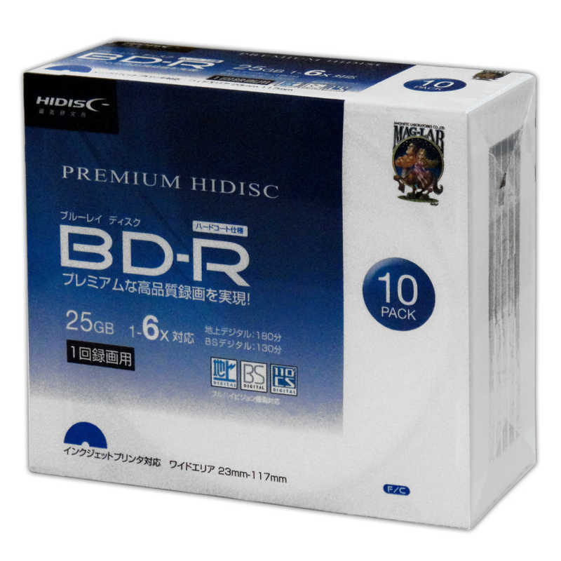 HIDISC HIDISC 録画用BD-R PREMIUM [10枚/25GB/インクジェットプリンター対応] HDVBR25RP10SC HDVBR25RP10SC