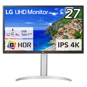 LG PCモニター ホワイト [27型 /4K(3840×2160） /ワイド] 27UP550N-W