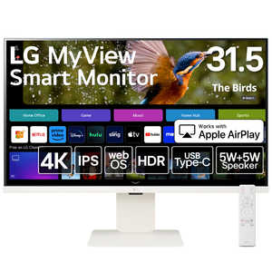 LG 31.5型/4K(3840×2160)/IPS/USB-C接続 ［31.5型 /4K(3840×2160) /スクエア］ ホワイト 32SR83U-W